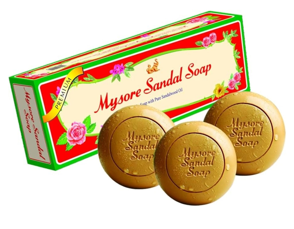 Mysore Pure Natural Sandalwood Oil Ayurvedic Soap - 3 x 150g bars in 1 gift pack