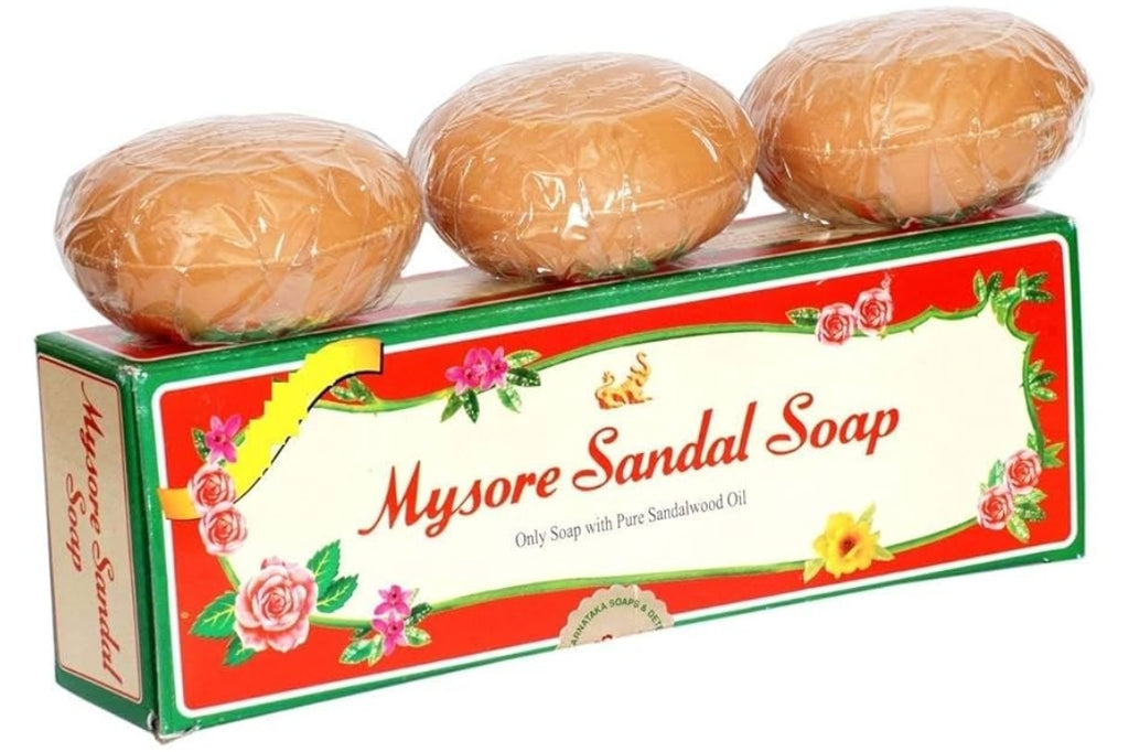Mysore Pure Natural Sandalwood Oil Ayurvedic Soap - 3 x 150g bars in 1 gift pack